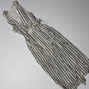 Astr Black and White Striped Maxi Dress